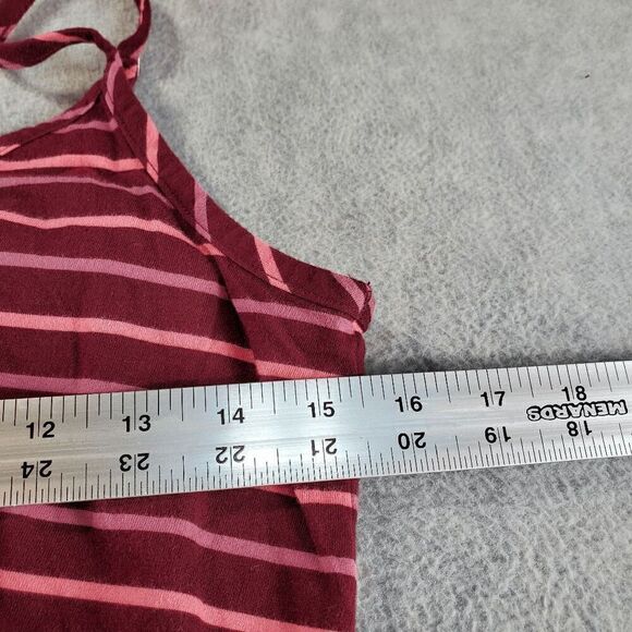 Gap Dress Womens Medium Red Striped Spaghetti Straps Side Ruched Sleeveless Tank - Picture 3 of 8